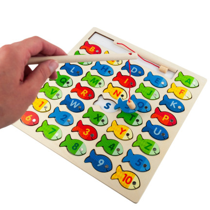 TG67024 GRA ŁOWIENIE RYBEK DREWNIANE RYBKI NAUKA UKŁADANKA ALFABETU LITERY PUZZLE