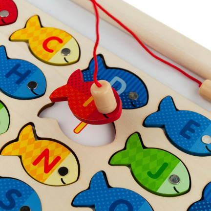 TG67024 GRA ŁOWIENIE RYBEK DREWNIANE RYBKI NAUKA UKŁADANKA ALFABETU LITERY PUZZLE