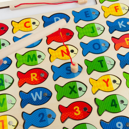 TG67024 GRA ŁOWIENIE RYBEK DREWNIANE RYBKI NAUKA UKŁADANKA ALFABETU LITERY PUZZLE