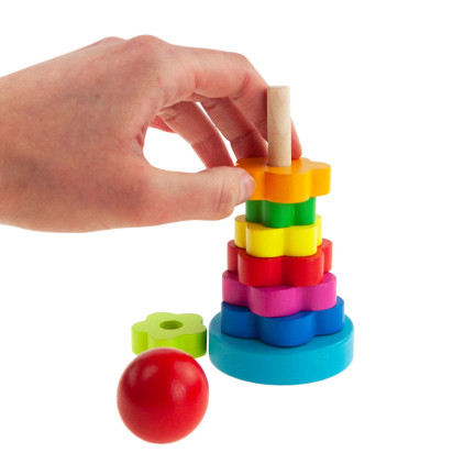 TG67026 PIRAMIDKA SORTER Montessori WIEŻA KLOCKI DREWNIANE UKŁADANKA
