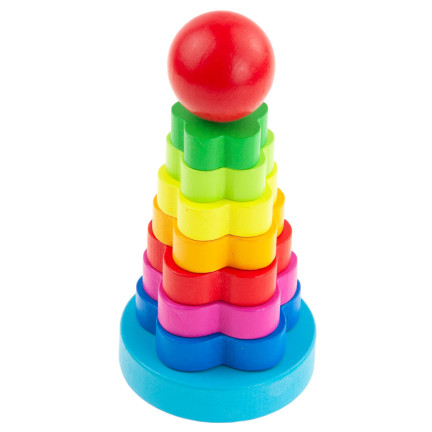 TG67026 PIRAMIDKA SORTER Montessori WIEŻA KLOCKI DREWNIANE UKŁADANKA
