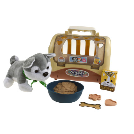 TG67294 MASKOTKA PSA PIESEK SZCZENIAK W TRANSPORTERZE AKCESORIA MISKA SZCZOTKA ZESTAW