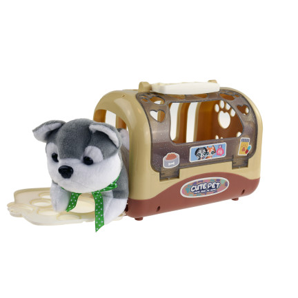 TG67294 MASKOTKA PSA PIESEK SZCZENIAK W TRANSPORTERZE AKCESORIA MISKA SZCZOTKA ZESTAW