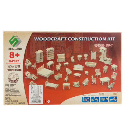 TG67315 MEBELKI DREWNIANE DO DOMKU DLA LALEK MEBLE 34 szt