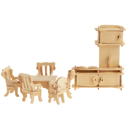 TG67315 MEBELKI DREWNIANE DO DOMKU DLA LALEK MEBLE 34 szt