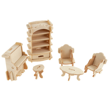 TG67315 MEBELKI DREWNIANE DO DOMKU DLA LALEK MEBLE 34 szt