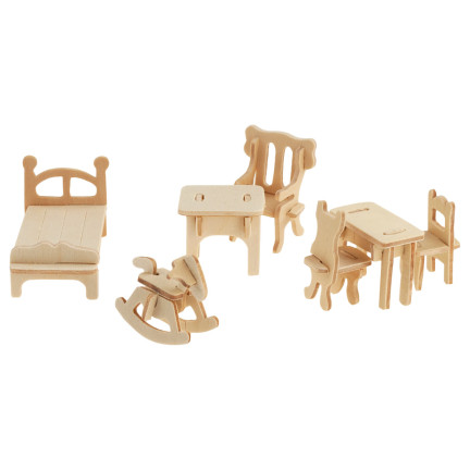 TG67315 MEBELKI DREWNIANE DO DOMKU DLA LALEK MEBLE 34 szt