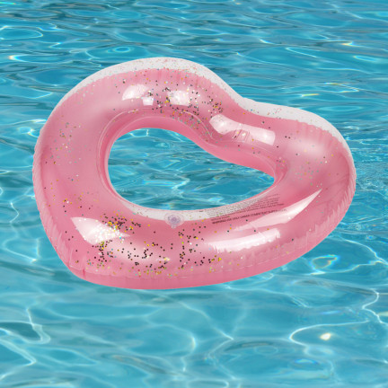 TG67359 KOŁO DMUCHANE SERCE RÓŻOWE Z CEKINAMI PŁYWANIA