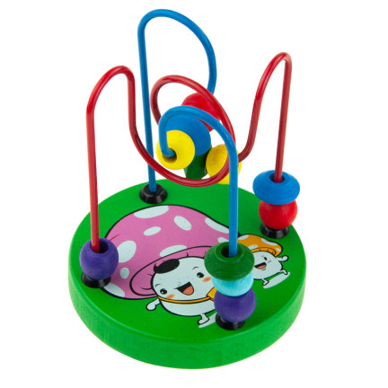 TG67366 PRZEPLATANKA DREWNIANA Z KORALIKAMI MULA LABIRYNT EDUKACYJNY SPIRALA