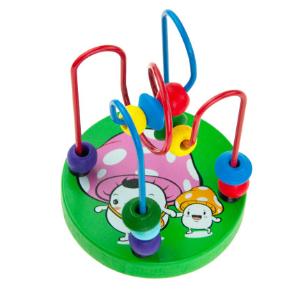 TG67366 PRZEPLATANKA DREWNIANA Z KORALIKAMI MULA LABIRYNT EDUKACYJNY SPIRALA