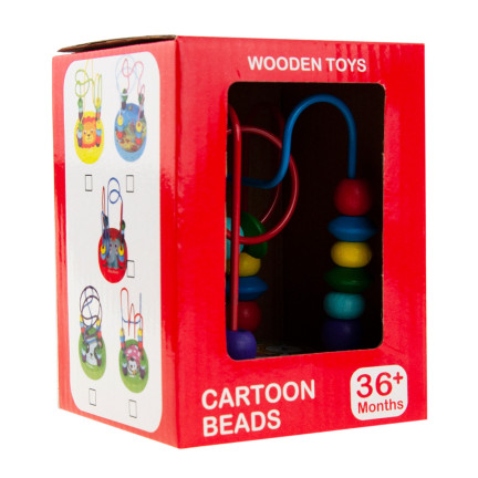 TG67366 PRZEPLATANKA DREWNIANA Z KORALIKAMI MULA LABIRYNT EDUKACYJNY SPIRALA