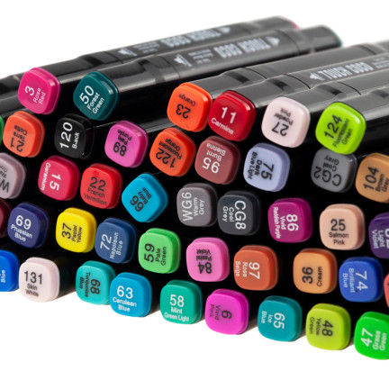 TG67374 MARKERY ALKOHOLOWE 80 SZT MAZAKI PISAKI DWUSTRONNE ZAKREŚLACZE + ETUI