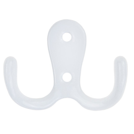 TG67387-1 WIESZAK NA UBRANIA HACZYK PODWÓJNY BIAŁY METALOWY do GARDEROBY SZAFY KURTKI