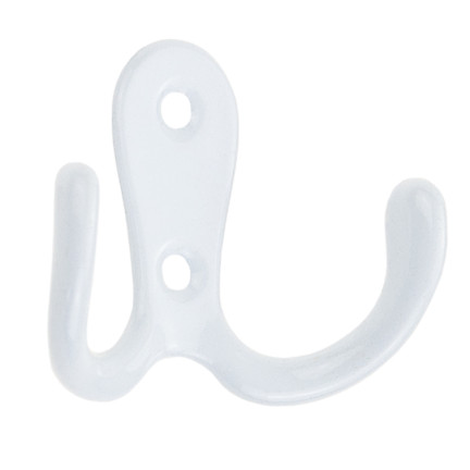 TG67387-1 WIESZAK NA UBRANIA HACZYK PODWÓJNY BIAŁY METALOWY do GARDEROBY SZAFY KURTKI