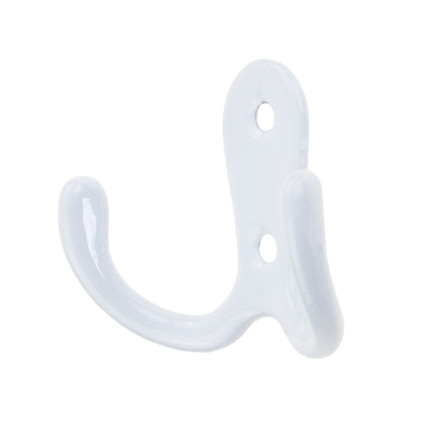 TG67387-1 WIESZAK NA UBRANIA HACZYK PODWÓJNY BIAŁY METALOWY do GARDEROBY SZAFY KURTKI