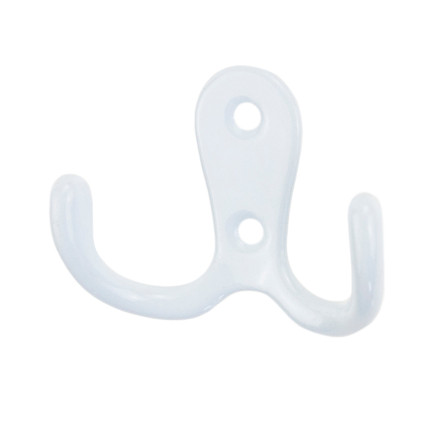 TG67387-1 WIESZAK NA UBRANIA HACZYK PODWÓJNY BIAŁY METALOWY do GARDEROBY SZAFY KURTKI