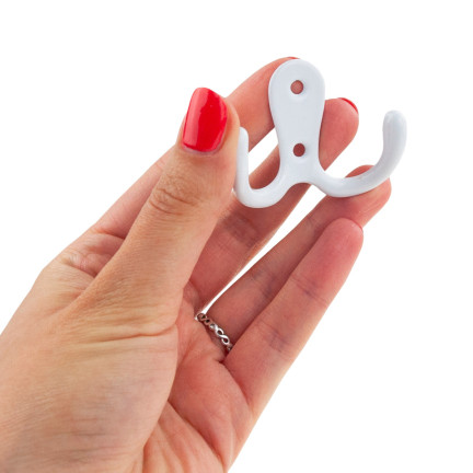 TG67387-1 WIESZAK NA UBRANIA HACZYK PODWÓJNY BIAŁY METALOWY do GARDEROBY SZAFY KURTKI