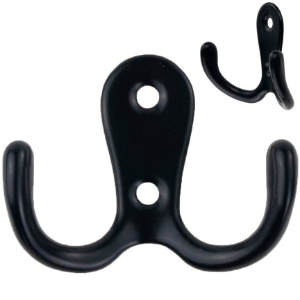 TG67387 WIESZAK NA UBRANIA RĘCZNIKI DO PRZEDPOKOJU HACZYK PODWÓJNY CZARNY METALOWY