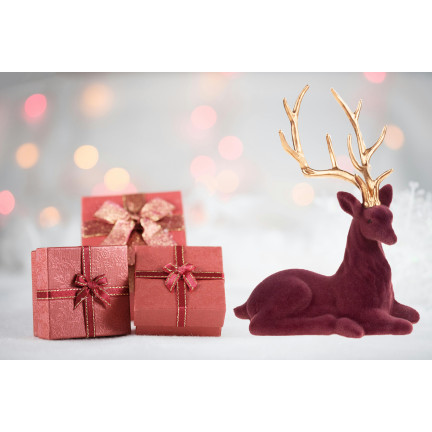 TG68410-10 RENIFER WELUROWY FIGURKA DEKORACYJNA NA STROIK ŚWIĘTA PREZENT