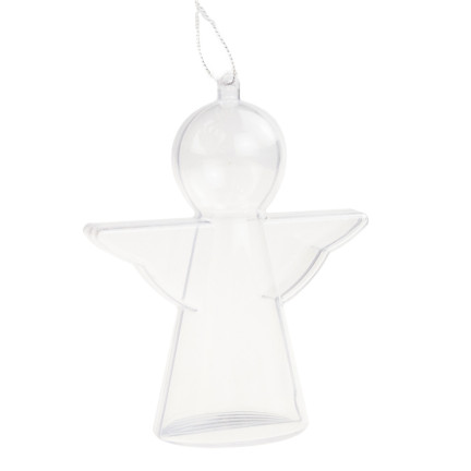 TG68989 BOMBKA  AKRYLOWY ANIOŁ SKŁADANY ZAWIESZKA PLASTIK DECOUPAGE PRZEŹROCZYSTA