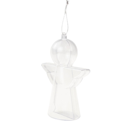 TG68989 BOMBKA  AKRYLOWY ANIOŁ SKŁADANY ZAWIESZKA PLASTIK DECOUPAGE PRZEŹROCZYSTA