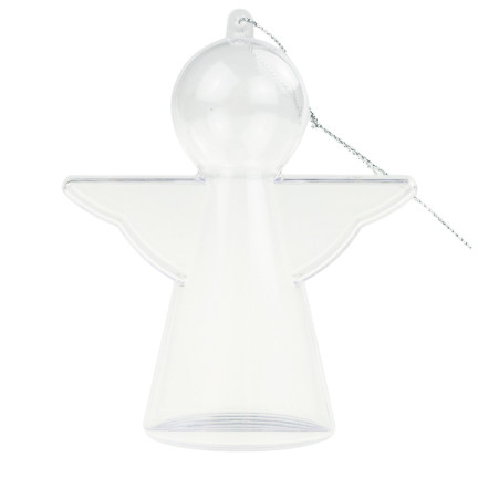 TG68989 BOMBKA  AKRYLOWY ANIOŁ SKŁADANY ZAWIESZKA PLASTIK DECOUPAGE PRZEŹROCZYSTA