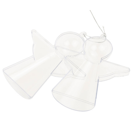 TG68989 BOMBKA  AKRYLOWY ANIOŁ SKŁADANY ZAWIESZKA PLASTIK DECOUPAGE PRZEŹROCZYSTA