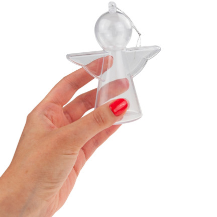 TG68989 BOMBKA  AKRYLOWY ANIOŁ SKŁADANY ZAWIESZKA PLASTIK DECOUPAGE PRZEŹROCZYSTA