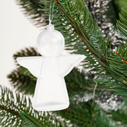 TG68989 BOMBKA  AKRYLOWY ANIOŁ SKŁADANY ZAWIESZKA PLASTIK DECOUPAGE PRZEŹROCZYSTA