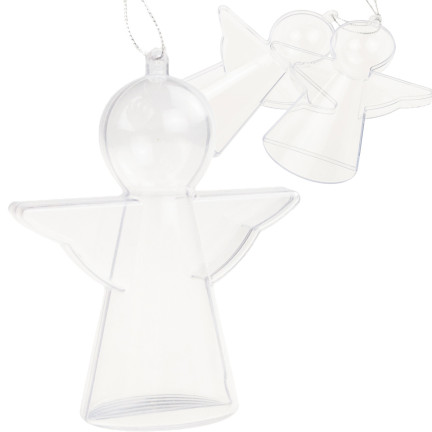 TG68989 BOMBKA  AKRYLOWY ANIOŁ SKŁADANY ZAWIESZKA PLASTIK DECOUPAGE PRZEŹROCZYSTA