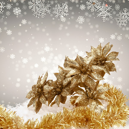 TG69142-3 KWIATY BROKATOWE GWIAZDY BETLEJEMSKIE ZŁOTE DEKORACJA BOŻONARODZENIOWA STROIK