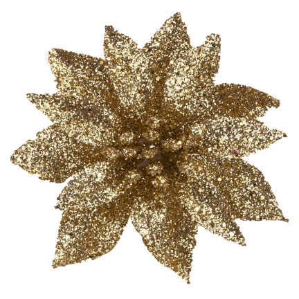 TG69142-3 KWIATY BROKATOWE GWIAZDY BETLEJEMSKIE ZŁOTE DEKORACJA BOŻONARODZENIOWA STROIK