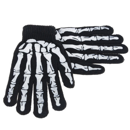 Rękawiczki z nadrukiem, czarne, kości, szkielet, dodatek do kostiumu przebrania, Halloween, uniwersalne, 1 para
