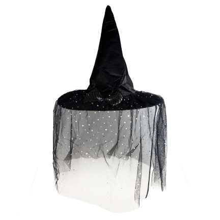 Przebranie czarownicy wiedźmy, czarne, połyskujące, dla dziewczynki, kapelusz i peleryna, strój Halloween, komplet