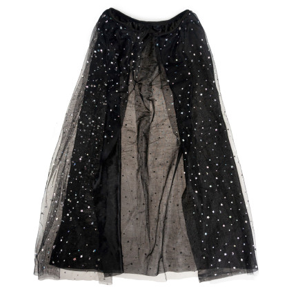 Przebranie czarownicy wiedźmy, czarne, połyskujące, dla dziewczynki, kapelusz i peleryna, strój Halloween, komplet