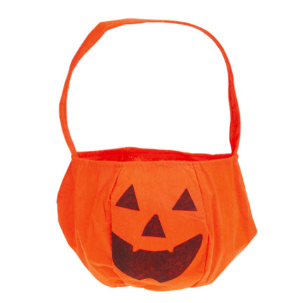 Koszyk na cukierki, torebka na słodycze, pomarańczowa, wzór dyni, z rączką, dekoracja Halloween, 30x17x17 cm