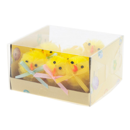 TG70403-1 KURCZACZKI KURCZAKI WIELKANOCNE PISKLĘTA KURA WIELKANOC STROIK FIGURKI 6szt