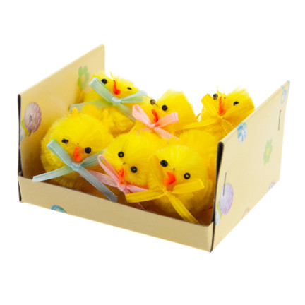 TG70403-1 KURCZACZKI KURCZAKI WIELKANOCNE PISKLĘTA KURA WIELKANOC STROIK FIGURKI 6szt
