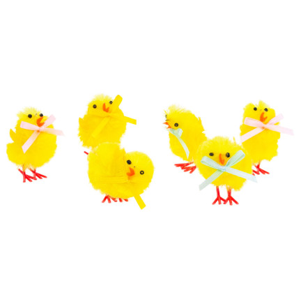 TG70403-1 KURCZACZKI KURCZAKI WIELKANOCNE PISKLĘTA KURA WIELKANOC STROIK FIGURKI 6szt