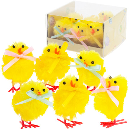 TG70403-1 KURCZACZKI KURCZAKI WIELKANOCNE PISKLĘTA KURA WIELKANOC STROIK FIGURKI 6szt