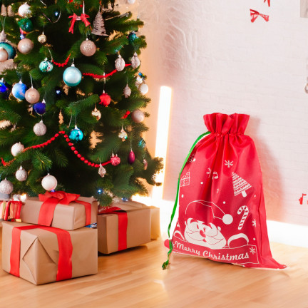 TG70466-2  WOREK NA PREZENTY MIKOŁAJA ŚWIĄTECZNY TORBA PREZENTOWA OPAKOWANIE CZERWONY DUŻY