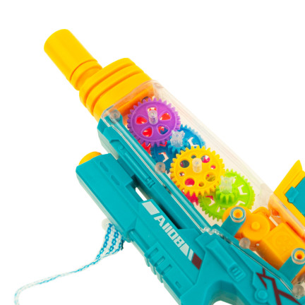TG71056 PISTOLET PRZEZROCZYSTY WIBRACYJNY EFEKTY ŚWIETLNE GEAR TRYBIKI ZĘBATKI LED