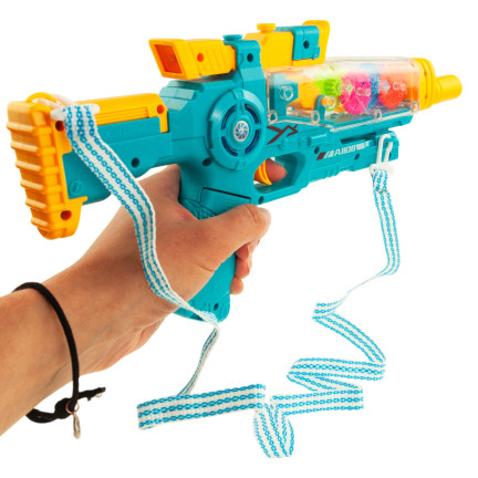 TG71056 PISTOLET PRZEZROCZYSTY WIBRACYJNY EFEKTY ŚWIETLNE GEAR TRYBIKI ZĘBATKI LED