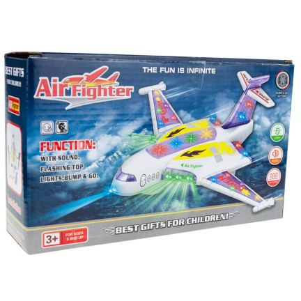 TG71057 SAMOLOT JEŻDŻĄCY INTERAKTYWNY ŚWIECĄCY LED GRAJĄCY DLA DZIECI Z DŹWIĘKIEM