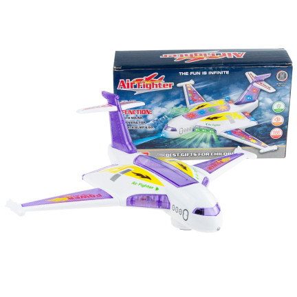 TG71057 SAMOLOT JEŻDŻĄCY INTERAKTYWNY ŚWIECĄCY LED GRAJĄCY DLA DZIECI Z DŹWIĘKIEM