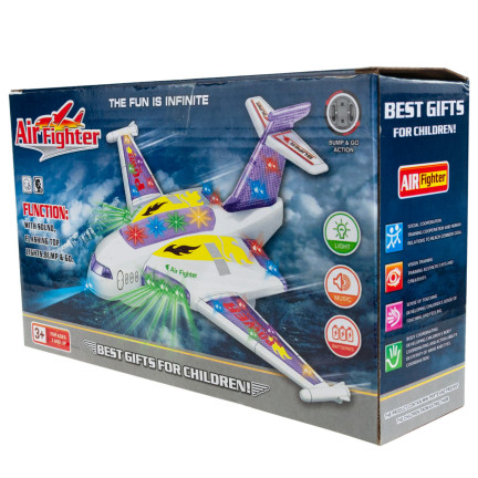 TG71057 SAMOLOT JEŻDŻĄCY INTERAKTYWNY ŚWIECĄCY LED GRAJĄCY DLA DZIECI Z DŹWIĘKIEM