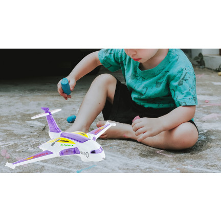 TG71057 SAMOLOT JEŻDŻĄCY INTERAKTYWNY ŚWIECĄCY LED GRAJĄCY DLA DZIECI Z DŹWIĘKIEM