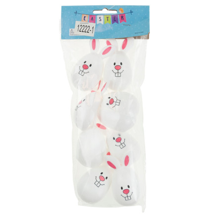 TG71183-1 JAJKA JAJA WIELKANOCNE ZAJĄCZKI Z USZAMI SKŁADANE PLASTIKOWE OZDOBNE 8SZT