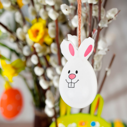 TG71183-1 JAJKA JAJA WIELKANOCNE ZAJĄCZKI Z USZAMI SKŁADANE PLASTIKOWE OZDOBNE 8SZT