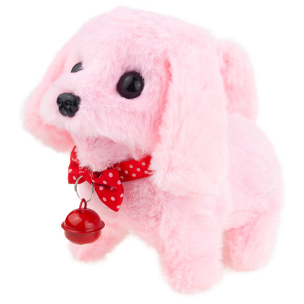 TG71193 INTERAKTYWNY PIESEK SZCZENIACZEK ZABAWKA RÓŻ CHODZI SZCZEKA KOKARDKA